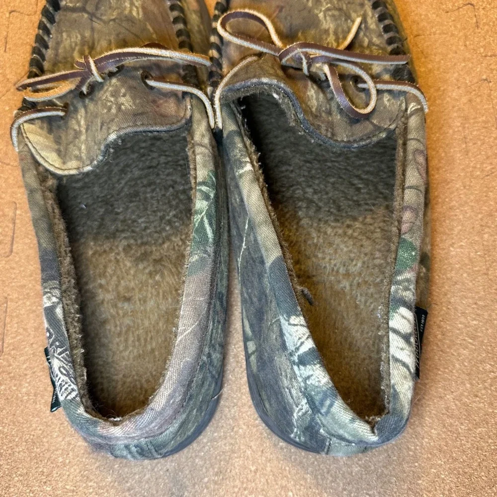 Woolrich Moccasin Slippers Mens 12 Camo Fleece Canvas Loafers WM1183-347-12